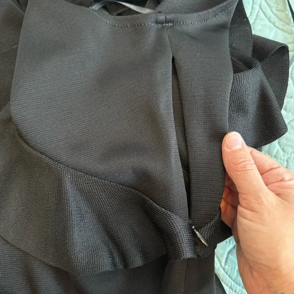 St. John Black Luster Knit Ruffle Cocktail Dress Size 8 Women - Picture 11 of 12